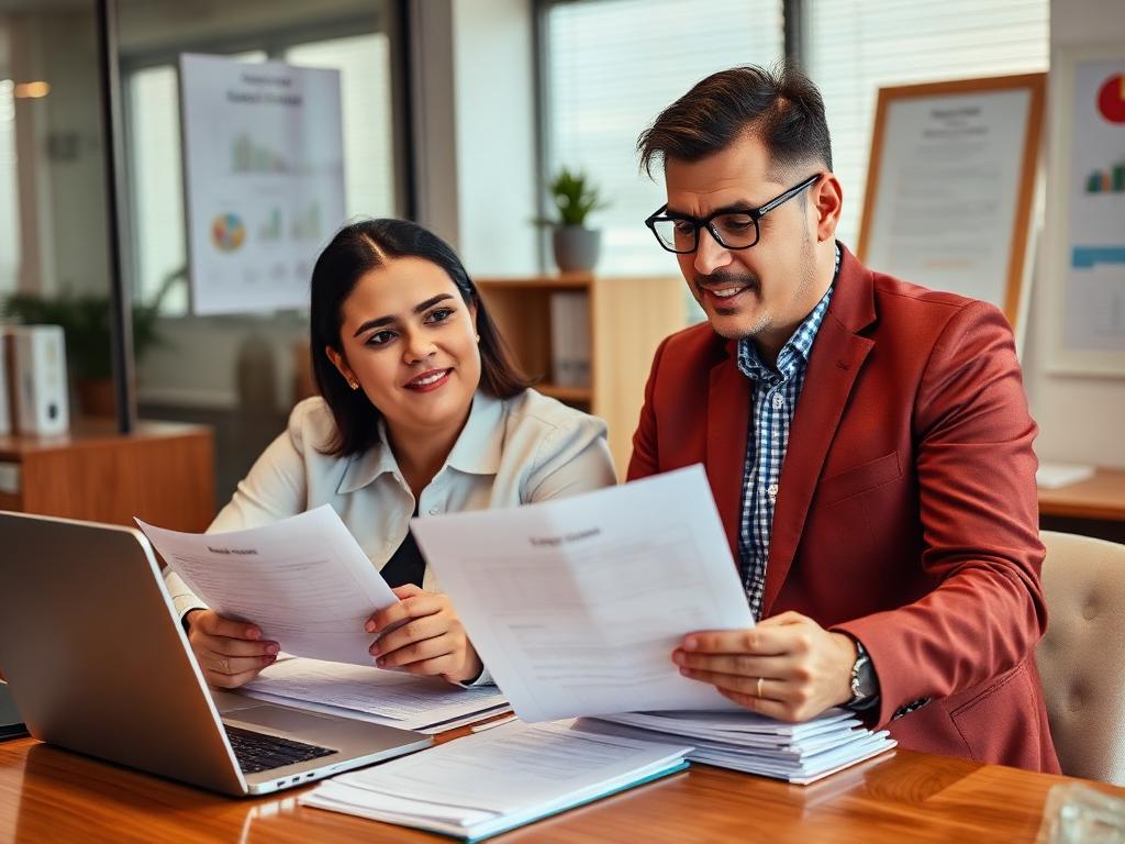 Contadores colombianos revisando facturación electrónica